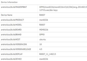 Oppo готовит к выпуску смартфон R8007 на платформе Qualcomm