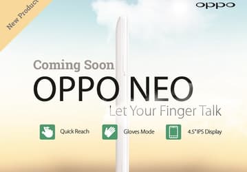 Смартфон Oppo Neo получит дисплей IPS диагональю 4,5 дюйма с поддержкой функции Quick Reach