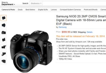 Стала известна цена и срок начала поставок камеры Samsung NX30