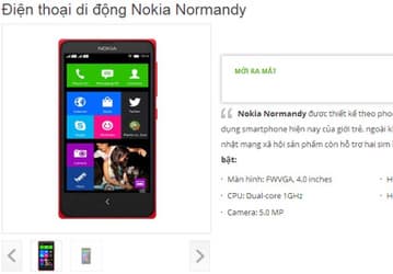 Смартфон Nokia Normandy «засветился» на сайте вьетнамского онлайнового магазина