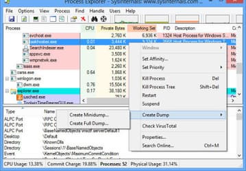 Process Explorer v.16.0 - утилита для получения детальной информации о работе выбранных приложений на ПК