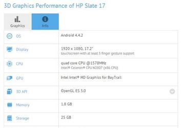 HP готовит моноблочный ПК Slate 17 с платформой Celeron N2807 и ОС Android 4.4.2