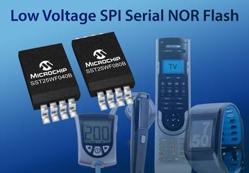 Микросхемы флэш-памяти Microchip SST25WF020A, SST25WF040B и SST25WF080B с интерфейсом SPI рассчитаны на напряжение питания 1,8 В