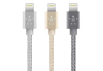 Кабели Belkin Mixit ↑ Metallic Lightning to USB окрашены в серебристый, золотистый и серый цвета