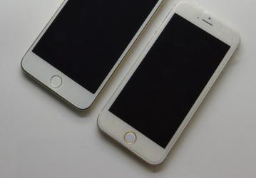 Смартфоны Apple iPhone 6 с экранами размером 4,7 и 5,5 дюйма сфотографированы вместе