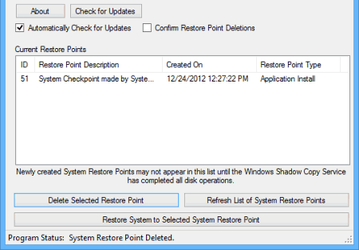 Restore Point Creator v.2.4 - бесплатная программа, облегчающая создание точек восстановления в ОС Windows
