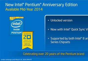 Intel выпустит процессор Pentium с разблокированным множителем