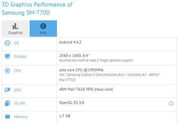 Samsung готовит к выпуску планшет SM-T700 с экраном AMOLED диагональю 8,4 дюйма