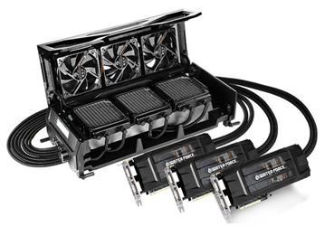 Gigabyte GV-N980X3WA-4GD — комплект из трех 3D-карт GeForce GTX 980 и системы жидкостного охлаждения