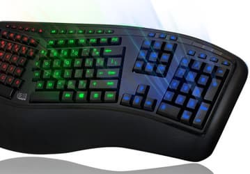 Эргономичная клавиатура Adesso Tru-Form 150 оснащена подсветкой, цвет которой можно выбирать