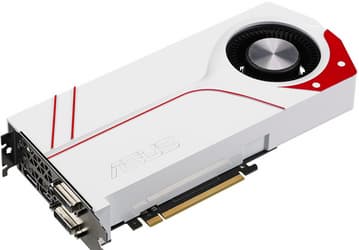 3D-карта Asus Turbo GTX 970 с белым кожухом охладителя разогнана в заводских условиях