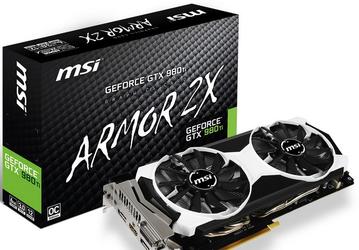 Графический процессор видеокарты MSI GTX 980 Ti ArmorX2 работает на частотах 1102/1190 МГц