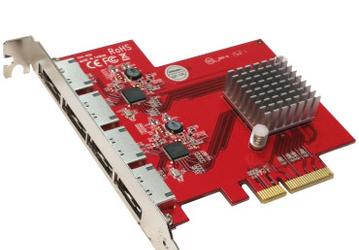 Адаптер Addonics AD4ES6GPX4 добавляет в конфигурацию компьютера четыре порта eSATA 6 Гбит/с