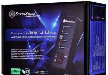 Концентратор SilverStone EP03 имеет четыре порта USB 3.0 и цифровой индикатор напряжения и силы тока