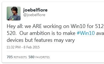 Microsoft старается заставить Windows 10 работать на смартфонах с 512 МБ оперативной памяти
