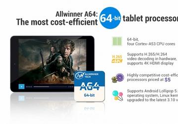 Allwinner представила 64-разрядную четырёхъядерную платформу A64 стоимостью $5