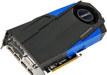 Центробежный вентилятор видеокарты Gigabyte GV-N970TTOC-4GD вынесен за пределы печатной платы