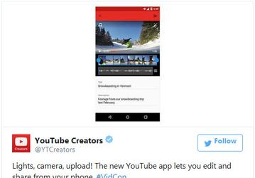 Обновленное мобильное приложение YouTube позволяет загружать и редактировать видео со смартфона