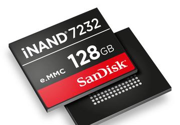 Объем встраиваемых твердотельных накопителей SanDisk iNAND 7232 достигает 128 ГБ