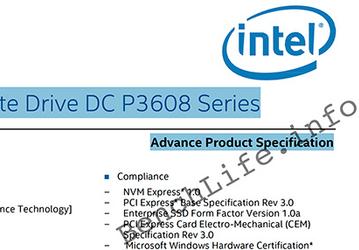Скорость передачи данных SSD Intel DC P3608 формата PCI Express HHHL составит 5000 МБ/с