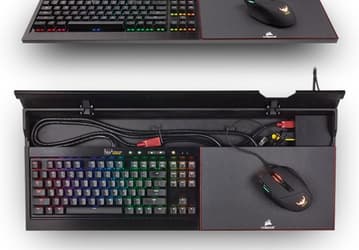 Конструкция Corsair Lapdog позволяет установить клавиатуру и коврик для мышки