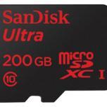 Компания SanDisk представила карту microSD объемом 200 ГБ