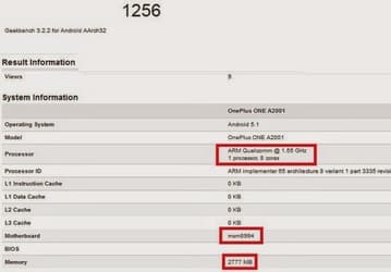 ПО Geekbench указывает на то, что смартфон OnePlus One 2 будет основан на SoC Snapdragon 810