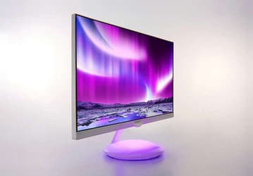 Подсветка AmbiGlow Plus монитора Philips 275C5QHGSW направлена на подставку и окружающую её область    