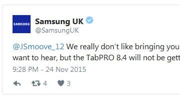 Планшет Samsung Galaxy Tab Pro 8.4 не получит обновление ОС Android до Lollipop
