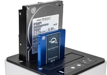Док OWC Drive Dock рассчитан на два накопителя и оснащен портами USB 3.0 и Thunderbolt 2