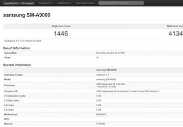 Данные Geekbench подтверждают наличие у смартфона Samsung Galaxy A9 платформы Snapdragon 620