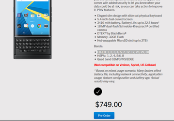 Утечка с сайта BlackBerry позволила узнать стоимость смартфона Priv. Она составит $750