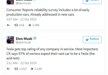 Илон Маск ответил на критику издания Consumer Reports в адрес Tesla Model S