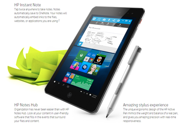 Планшет HP Envy 8 Note, работающий под управлением Windows 10, комплектуется стилусом