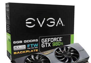 Графический процессор 3D-карты EVGA GeForce GTX 980 Ti FTW ACX 2.0+ автоматически разгоняется до 1291 МГц