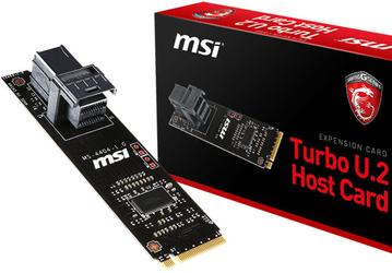 Карта MSI Turbo U.2 Host Card позволяет подключить SSD с разъемом U.2 (SFF-8639) к слоту M.2