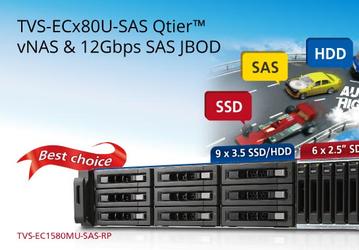 Сетевые хранилища серии QNAP TVS-ECx80U-SAS-RP могут быть оснащены портами 40GbE