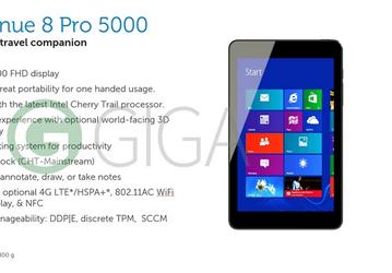 Обновлённый планшет Dell Venue 8 Pro получит SoC Intel Cherry Trail и порт USB-C