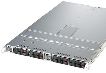 В сервере Supermicro 1U TwinPro SuperServer установлено два двухпроцессорных узла с поддержкой горячей замены