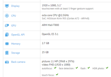 ПО GFXBench позволило узнать практически все параметры смартфона Huawei P9