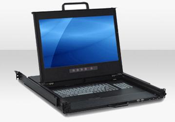 В выдвижной ящик Acnodes KDM7173 типоразмера 1U встроен 17-дюймовый монитор и клавиатура
