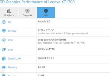 В базе данных теста GFXBench замечены смартфоны Lenovo XT1700 и XT1706 