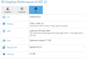 Характеристики смартфона HTC 10 рассекречены в GFXBench