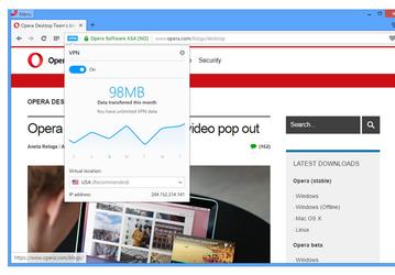 В браузере Opera появился встроенный клиент VPN