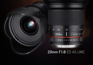 Представлены полнокадровые объективы Samyang 20mm F1.8 ED AS UMC и 20mm T1.9 ED AS UMC