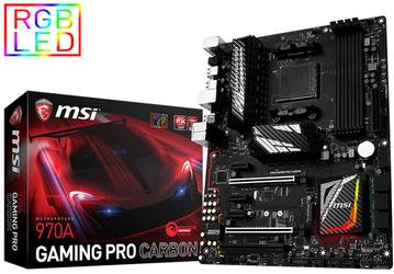 Системная плата MSI 970A Gaming Pro Carbon для процессоров AMD в исполнении AM3+ оснащена светодиодной подсветкой