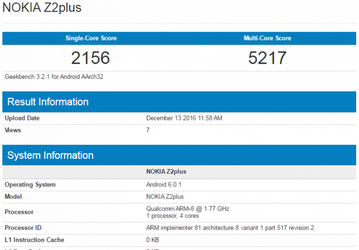 В Geekbench замечен смартфон Nokia Z2 Plus 