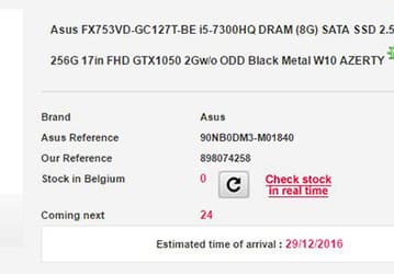 Ноутбук Asus FX753VD получит процессор Intel Core i5-7300HQ (Kaby Lake) и 3D-карту Nvidia GeForce GTX 1050