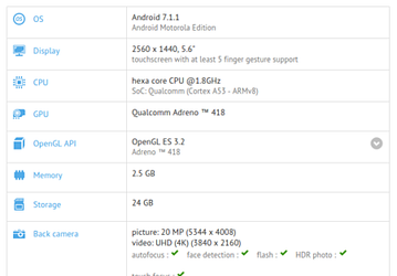 Смартфон Motorola Moto X Style с ОС Android 7.1.1 Nougat замечен в тесте GFXBench 