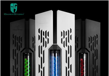 DeepCool Genome — компьютерный корпус со встроенной системой жидкостного охлаждения, украшенный стилизованной спиралью ДНК